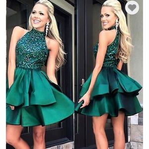 Emerald green homecoming dress with ruffle skirt